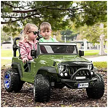 Carro Elétrico 2 Assentos 12V, com Luzes de LED e Controle Remoto, MP3, MODERNO KIDS Motorized Electric Kids RideOn Truck Car, Verde