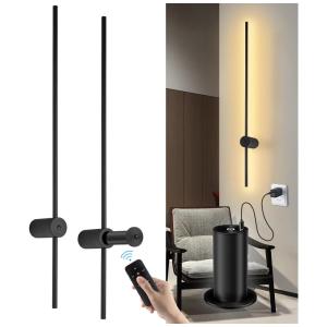 Conjunto de Luminária de Parede Sem Fio com Rotação de 360°, Controle Remoto, Tamanho 100 cm e Bateria Recarregável via USB, 5V, Aanyhoh