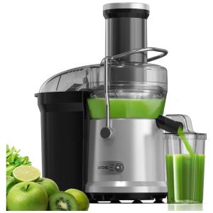 Juicer Machine Centrífuga de Frutas com 3 Velocidades, Aço Inoxidável, 800W, 110v, SIFENE, Prateado