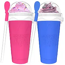 Jairuty Kit 2 Copos para Slushie 350ml - Faça Sorvete e Milk Shake Rápido e Fácil - Copo Mágico Reutilizável Azul e Rosa