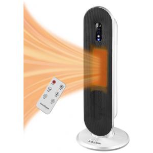 Aquecedor Elétrico de Torrre em Cerâmica com Controle Remoto e Temporizador, 1500W 110V, JoooDeee, Branco