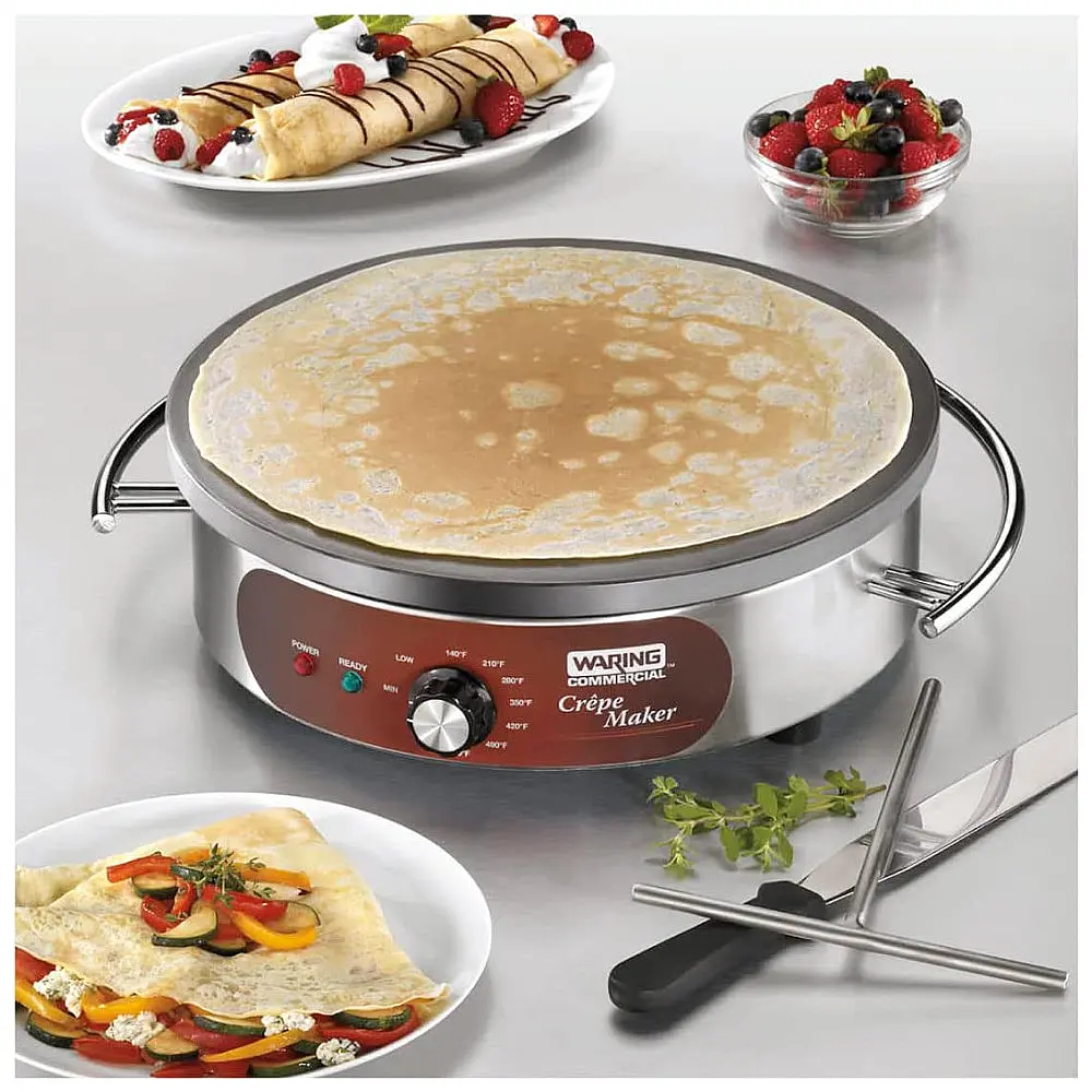 Máquina de Crepe em Aço Inoxidável com Espalhador e Espátula Inclusos, 220V 2800W, Waring WSC165BX, Branco — foto 3