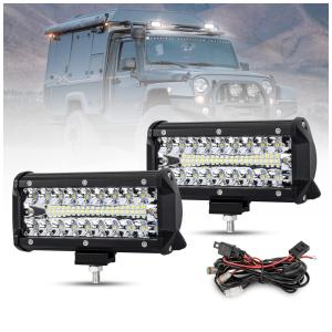 Farol de Milha LED Off Road 17,8cm 240W 25000 Lúmens Com Cabo Fileira Tripla Alcance 50mt, BUNKER INDUST FRD FS7S, Branco