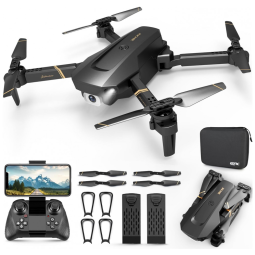 Drone Quadcopter para Iniciantes com Câmera 4K 1080P HD, 2 Baterias, DRONEEYE, Preto