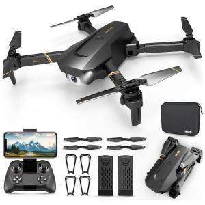 Drone Quadcopter para Iniciantes com Câmera 4K 1080P HD, 2 Baterias, DRONEEYE, Preto