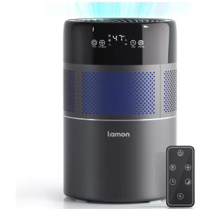 Umidificador Evaporativo 4,5L com Filtro de Ânions para Ambientes Grandes e Modo Sono Silencioso, Lamon, Preto