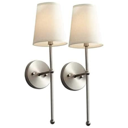 Conjunto de Luminária de Parede, Sem Fio com 2 Peças, Estilo Moderno, Bateria Recarregável e Controle Remoto, 110V, vsGotber, Prata