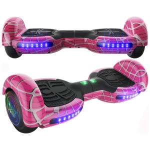 Hoverboard Elétrico com Alto Falante Bluetooth e Auto Equilíbrio para Crianças de 6 a 12 Anos, Emaxusa, Rosa