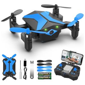 ATTO Drone para Crianças com Câmera HD Controle de Voz Hélices Dobráveis, ATTOP X pack 2, Preto