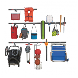 Kit Organizadores de Parede para Garagem 5 Trilhos e 20 Ganchos Rubbermaid