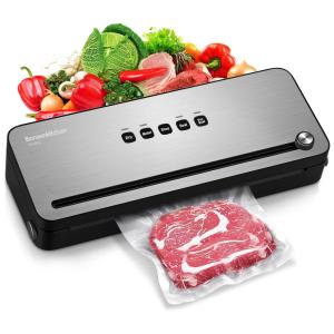 Bonsenkitchen Seladora a Vácuo para Alimentos com Cortador Embutido, Aço Inoxidável, 110V, Cinza