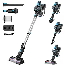 Aspirador de Pó sem Fio 6 em 1 INSE com Bateria Recarregável 2200 mAh, 110V Preto e Azul