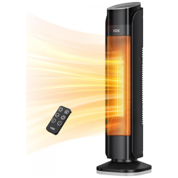 Aquecedor Elétrico para Uso Interno com Oscilação 75, 3 Modos e Controle Remoto, 110V 1500W, VCK, Preto