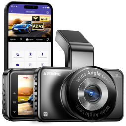 Câmera Veicular Full HD 1080p, 150, com GPS, Gravação 4K Ultra HD, Visão Noturna, Wi Fi, AZDOME M17, Preto