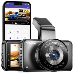 Câmera Veicular Full HD 1080p, 150, com GPS, Gravação 4K Ultra HD, Visão Noturna, Wi Fi, AZDOME M17, Preto