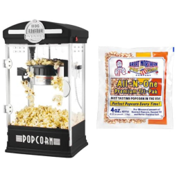 Máquina de Pipoca Big Bambino - Panela de 113g com 12 Pacotes de Milho para Pipoca, Concha e Sacos da Great Northern Popcorn,Preta.