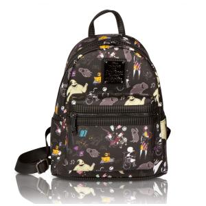 Mini Mochila Escolar Infantil Loungefly Disney Mundo de Jack para Crianças a Partir de 12 Anos, Preta