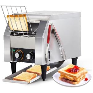 Torradeira de Esteira Comercial ROVSUN, 150 Fatias/h, Forno de Pão em Aço Inoxidável com Dois Modos de Saída, 110V 1300W - Ideal para Uso