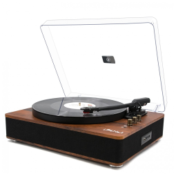 Toca Discos Retro com 3 Velocidades e Alto Falantes Estéreo, LPNo1, Marrom Escuro