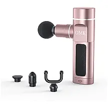 OMK HL 23 Massageador Pistola Elétrico Profissional Sem Fio 3 Acessórios e 4 Velocidades, Rosa