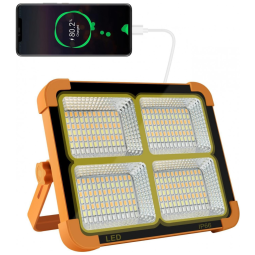 Lanterna Luz de Trabalho LED Solar Portátil Recarregável 100W 1000 Lúmens, COSYEASY D8, Amarelo