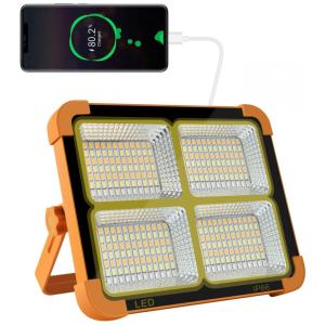 Lanterna Luz de Trabalho LED Solar Portátil Recarregável 100W 1000 Lúmens, COSYEASY D8, Amarelo