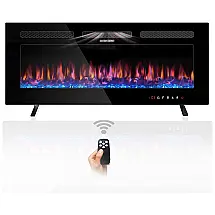 Lareira Elétrica de Embutir A41x91L com Controle Remoto e Chama Ajustável, 110V 1500W, Home4me, Preta