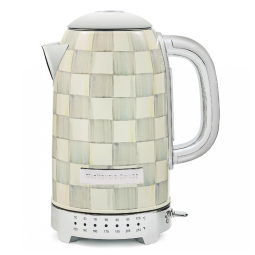 Chaleira elétrica MacKenzie-Childs Sterling Check inox cinza e branca 8 xícaras 1500W 110V
