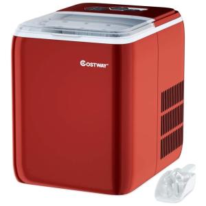 Máquina de Gelo Portátil, Produz 20kg, Dia., 110v, COSTWAY, Vermelho