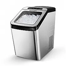 Máquina de Gelo Automática Capacidade 2.7L, Aço Inoxidável com Painel de Controle, 170W, 110v, E EUHOMY, Prateado