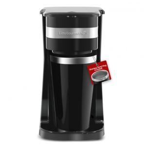 Cafeteira Elétrica Compacta com Caneca Térmica para Viagem 400 mL, Elite Gourmet EHC113 110V 600W, Preta