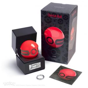 Réplica Poké Bola Cherish Ball The Wand Company em metal com base iluminada para coleção Licenciada Oficialmente Pokémon