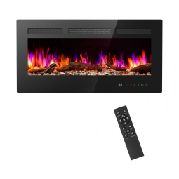 Lareira Elétrica Sweetcrispy,127 cm, 1500W/750W, de Parede, Embutida ou Independente, Aquecedor com Controle Remoto,13 Cores de Chama