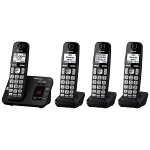 Telefone sem Fio DECT 6.0 com 4 Aparelhos, PANASONIC KX TGE434B, Preto