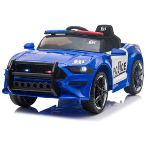 Carro Elétrico Infantil Policial 1 Assento, com Controle Remoto e Luzes LED, 12V Winado, Azul