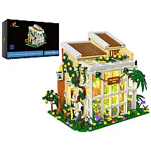 Kit de Construção Casa de Flores e Jardim Ecológico com Luzes e 1506 Peças, JMBricklayer, Branca