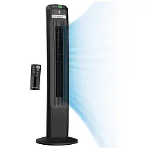 Ventilador de Torre Oscilante com 12 Velocidades Silenciosas, Temporizador, 110V 19W, Lasko EcoQuiet T42700, Preto