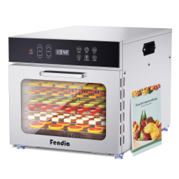Desidratador de Alimentos para Jerky, 7 Bandejas Grandes de Aço Inoxidável, 600W Desidratador de Frutas, Temporizador de 24H,fendia