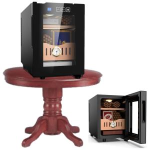 Umidor para Charutos Elétrico de Mesa 16L com Bandejas Móveis de Cedro Espanhol, Higrômetro Digital e Caixa de Água, 110V, ADHOLE, Preto