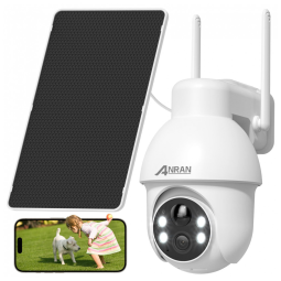 Câmera de Segurança sem Fio Solar Externa com Visão 360 conversa de 2 Vias ANRAN Branca