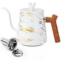 Chaleira de Chá Zalnuuk 1.5 Litros em Aço Inoxidável com Apito e Infusor de Chá, Branca
