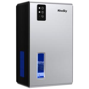 Desumidificador para Casa 2,5L com Desligamento Automático, Luz LED e Área 74m2, NineSky, Prata