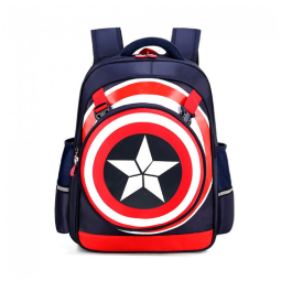 Mochila Escolar Infantil 43cm Yunniel Capitão America para Crianças, Azul Escuro
