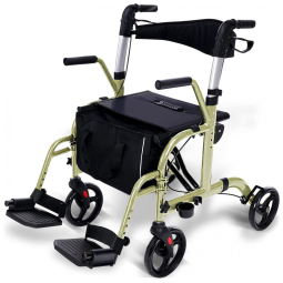 Andador Adulto Idoso 2 em 1 WINLOVE com Assento, Suporta até 136 Quilos, Dourado