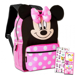 Mochila Minnie Mouse Oficial Disney 36cm para Crianças com Orelhas 3D e Laço Almofadado