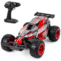 Carrinho de Controle Remoto 4x4 Off Road, com Luzes de LED, Recarregável, JEYPOD, Vermelho