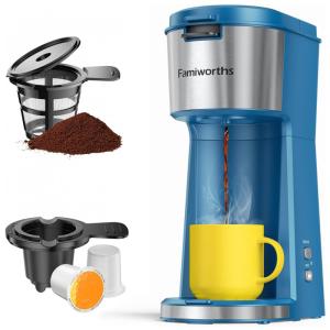 Cafeteira Elétrica para Café Moído e Capsulas, Dose Única, 110V 1000W Famiworths, Azul
