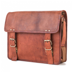 Bolsa Maleta de Couro Curtido Vegetal Unissex para Laptop, BERLINER BAGS, Marrom