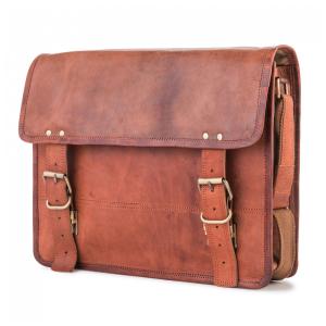 Bolsa Maleta de Couro Curtido Vegetal Unissex para Laptop, BERLINER BAGS, Marrom