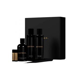 Kit Skincare Facial Anti Idade para Homens com Sabonete Facial, Hidratante, Esfoliante e Protetor Labial, GOLDEN GROOMING COMPANY, Preto